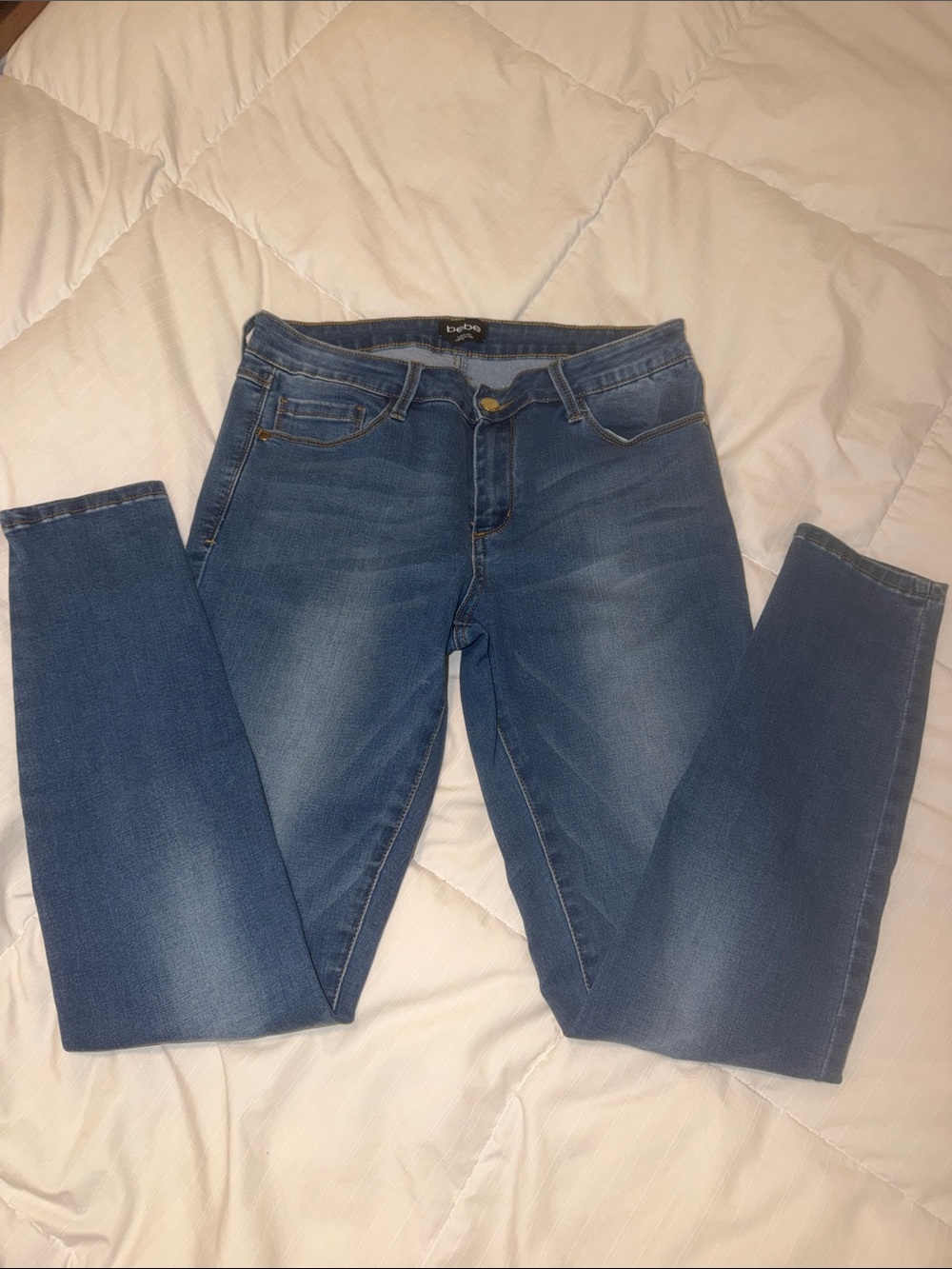 bebe Women's Washed Blue Skinny Jeans